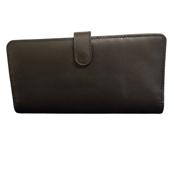 Coach Black Leather Zip Wallet with Gold Logo - Picture 2 of 4